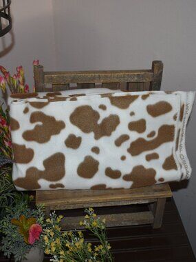 Joann Fabric One Yard Rustic Country Brown Cow Print Soft Blizzard Fleece Fabric